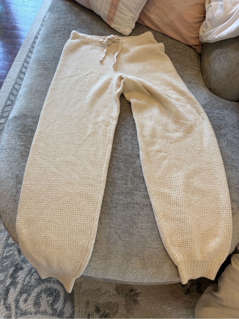 NWT Aerie Cream Waffle Knit Cozy Jogger Pants XS